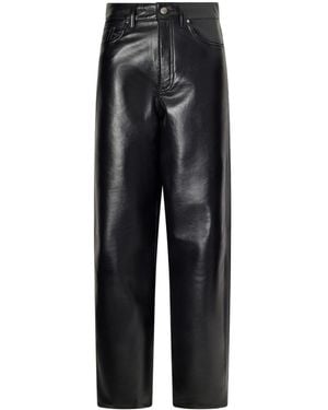 Agolde Leather-Blend Tapered Pants - Black