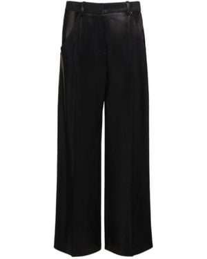 Mugler Shiny Wool Slouch Trousers - Black