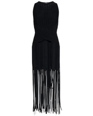Balmain Fringe Knitted Dress - Black