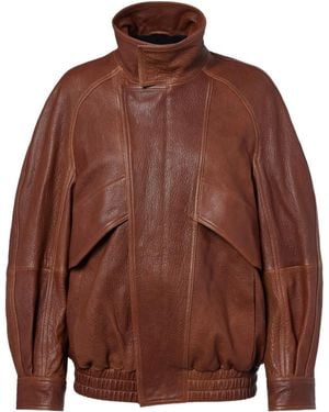 Nour Hammour Ariste Leather Bomber Jacket - Brown