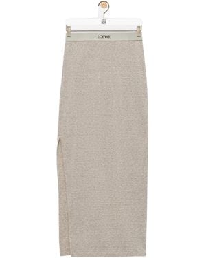 Loewe Logo-Waistband Side Slit Midi Skirt - Grey