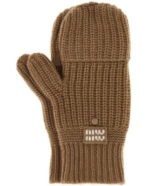 Miu Miu Fingerless Gloves - Brown