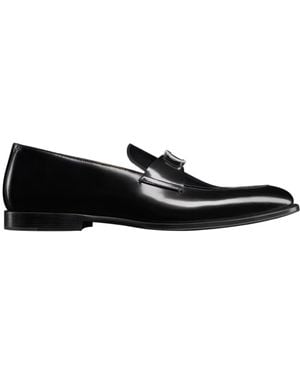 Dior Homme Logo Plaque Slip-On Loafers - Black