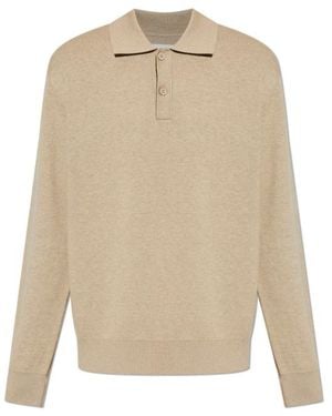 Samsøe & Samsøe Long-Sleeved Knit Polo Shirt - Natural