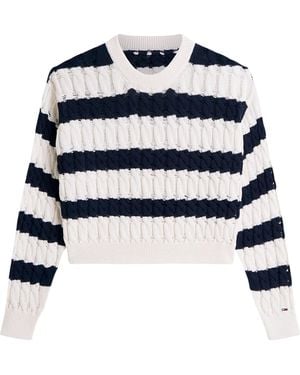 Tommy Hilfiger Loose Cable Knit Sweater - Blue