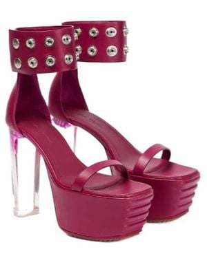 Rick Owens Minimal Leather Platform Sandals - Pink