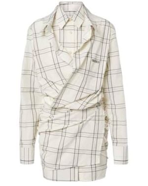 The Attico Checked Cotton Minidress - White