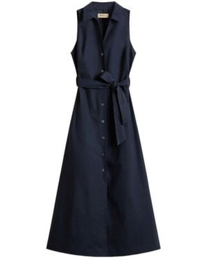 Woolrich Sleeveless Poplin Shirt Dress - Blue