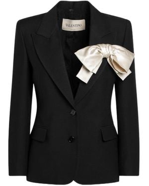 Valentino Bow Detailed Long-Sleeved Jacket - Black