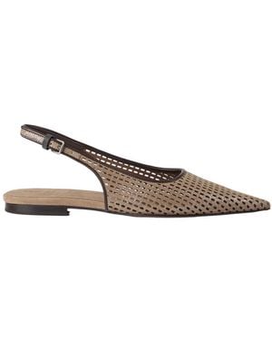 Brunello Cucinelli Sparkling Leather Slingback Ballet Flats - Brown