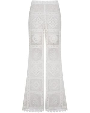 Zimmermann Aster Embroidered Lace Trousers - White