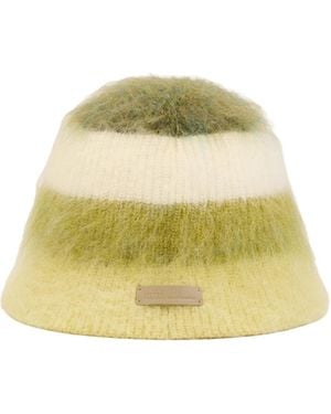 Ami Paris Striped Mohair Bucket Hat - Yellow