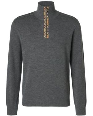 Burberry Wool Half-Zip Jumper - Grey