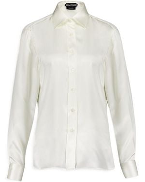 Tom Ford Long-Sleeve Silk Shirt - White