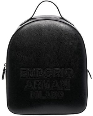 Emporio Armani Embroidered Logo Backpack - Black