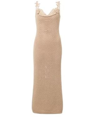 Elie Saab Floral Tulle Dress - Natural
