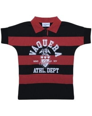 VAQUERA Striped Polo Top - Red