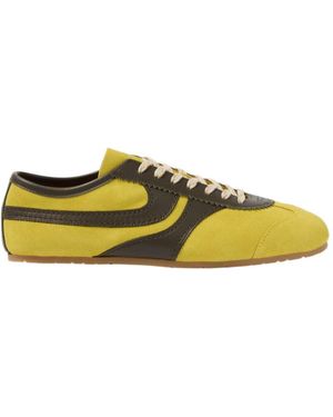 Dries Van Noten Leather-Trimmed Suede Trainers - Yellow