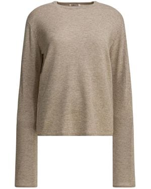 AURALEE Cashmere Blend Crew Neck Knit Jumper - Natural