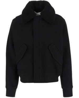 Ami Paris Straight Hem Long-Sleeved Jacket - Black