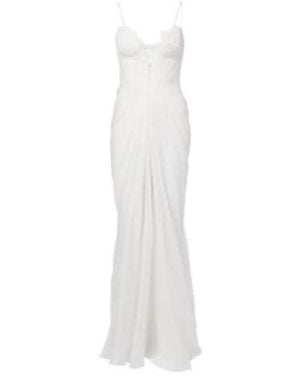 Maria Lucia Hohan Cecilia Draped Silk Muslin Gown - White