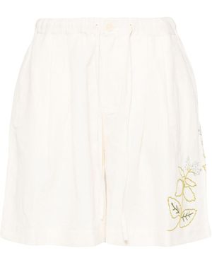 STORY mfg. Bridge Floral-Embroidered Shorts - White