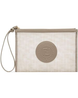 Fendi Ff Zip-Up Flat Pouch - Natural