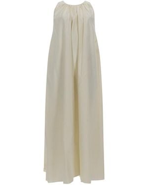 Alysi Gathered Cotton Maxi Dress - Natural