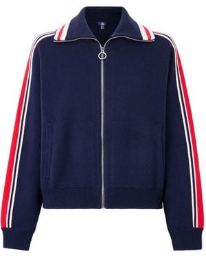 Fusalp Striped Wool-Blend Zip-Up Sweater - Blue