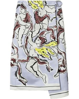 Tory Burch Printed Satin Skirt - White