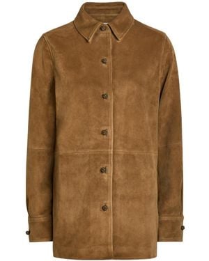 Rohe Solid Color Suede Overshirt - Brown