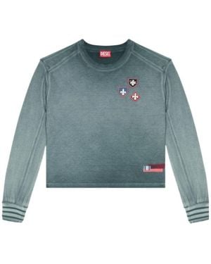 DIESEL T-Shirt With Patches And Microwaffle Inserts - Blue