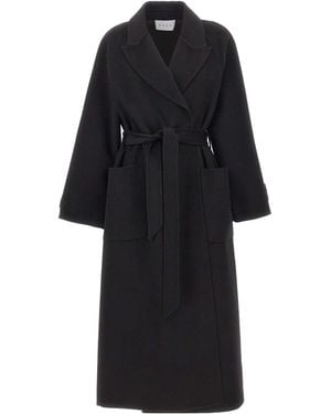 Kaos Long-Sleeved Coat With A Tie-Waist - Black
