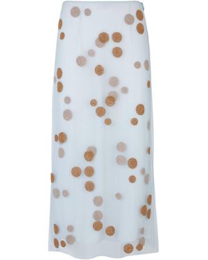 Fendi Polka Dot Embellished Tulle Midi Skirt - Blue
