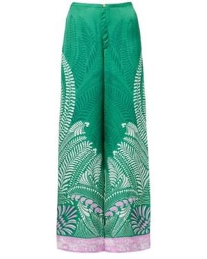 Poupette Clea Printed High-Rise Wide-Leg Pants - Green