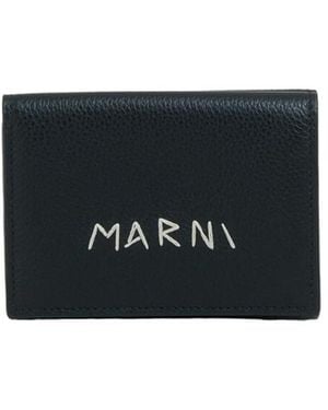 Marni Leather Trifold Wallet With Mending - Black