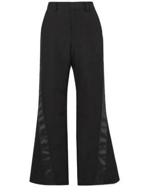 Sacai Satin-Trimmed Silk And Cotton-Blend Flared Trousers - Black
