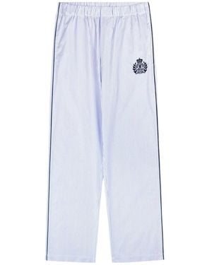 Sporty & Rich Logo Embroidered Striped Trousers - Blue