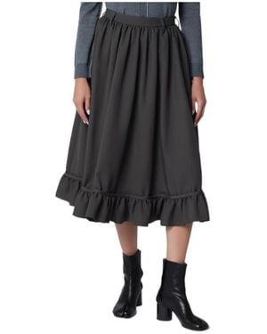 MM6 by Maison Margiela Midi Skirt With Ruffled Flounce Hem - Black