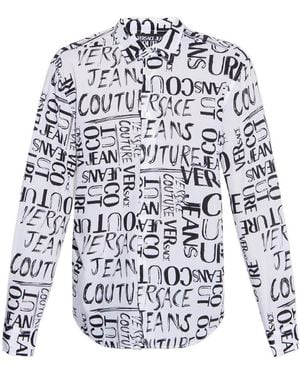 Versace Jeans Couture Flocked-Logo Long-Sleeve Shirt - White