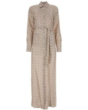 Prada Geometric-Print Maxi Shirt Dress - Natural