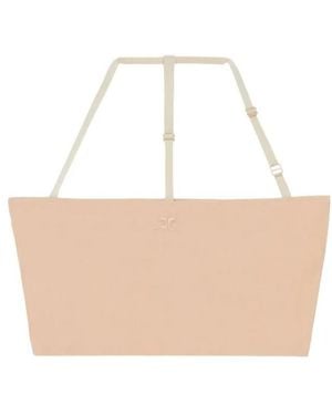 Courreges 2Nd-Skin Embroidered-Logo Bra Top - Natural
