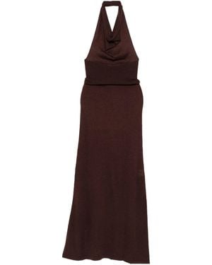 AYA MUSE Reed Halterneck Maxi Dress - Purple