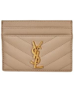 Saint Laurent Cassandre Mattelassé Card Holder - Natural
