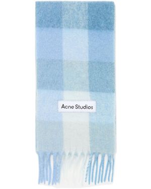 Acne Studios Mohair Check Scarf - Blue