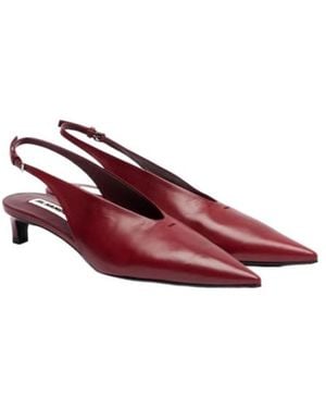Jil Sander Pointy Leather Slingback Court Shoes - Red