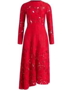 Patou Laced Long-Sleeves Midi Dress - Red