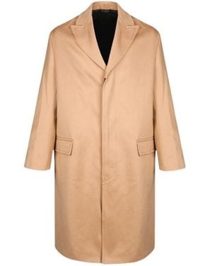 Ami Paris Single-Breasted Cotton Coat - Natural