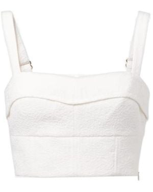 Veronica Beard Faxon Jacquard Crop Top - White