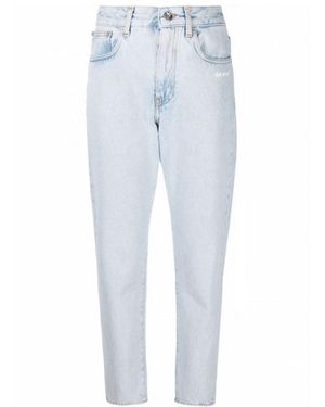 Off-White c/o Virgil Abloh Logo Printed Straight Leg Jeans - Blue